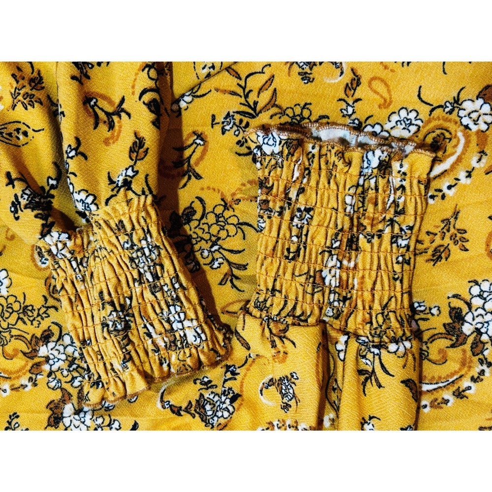 Madison + Hudson Gold Prairie Smocked Dress Size M Cottagecore Boho Country - Picture 7 of 13
